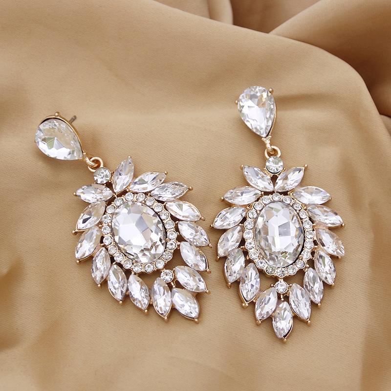 Gorgeous Rhinestone Crystal Dangle Earrings for Women Chunky Hypoallergenic Earrings Gift Jewelry Fashion