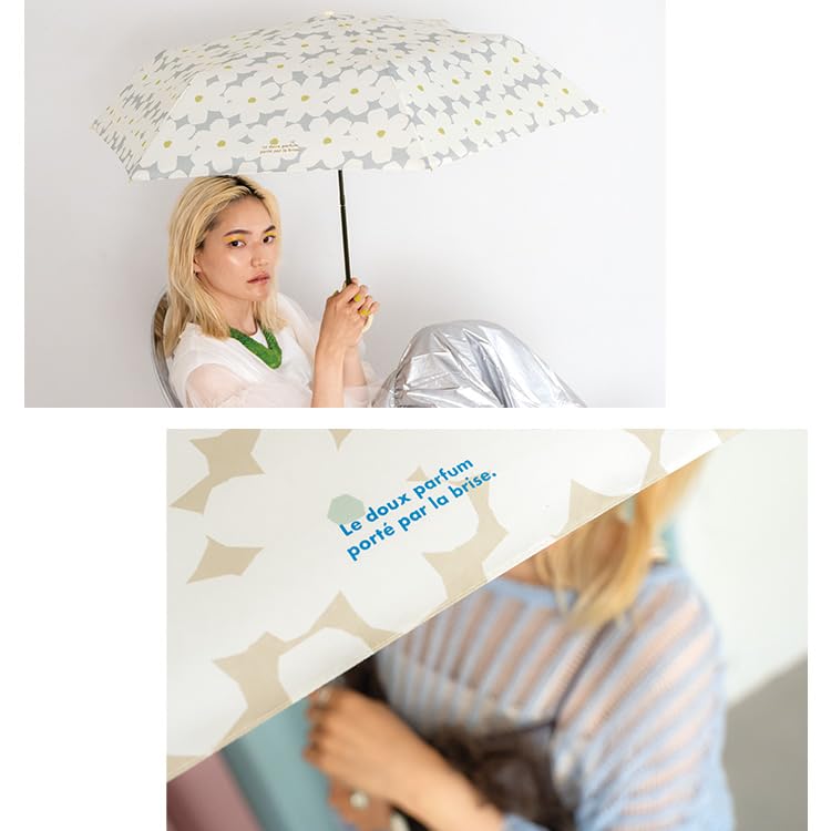 Folding Umbrella Florage Mini and Rain for Commuting and 2026Wpc. Off-White Sun Umbrella/UV Protection Lightweight, Stylish, Cute, School, Women's