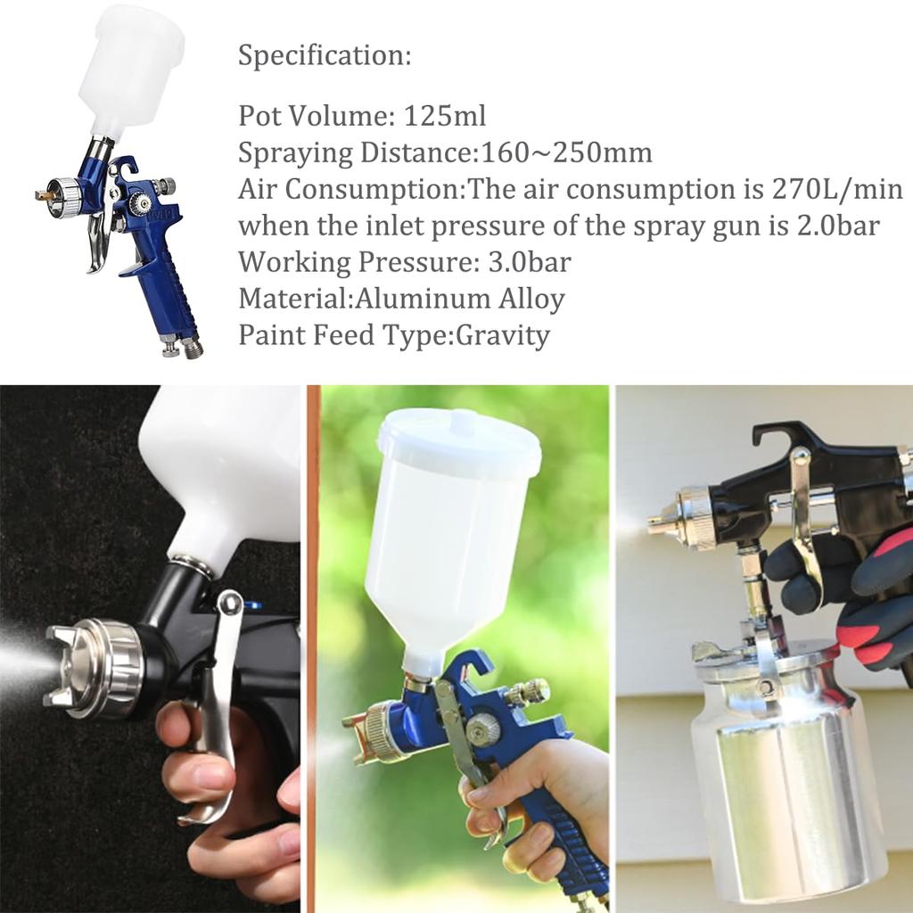 Furniture Spray Gun Oil Paint Spray Gun Aluminum Alloy Airbrush Car Spray Gun Oil Painting Pneumatic Airbrush European Type (0.8mm caliber)