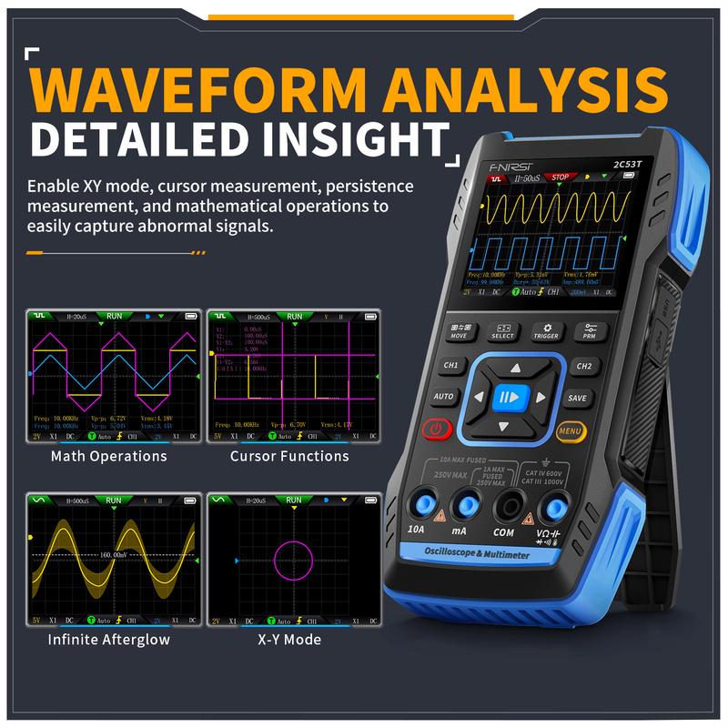 FNIRSI 2C23T 2C53T Upgrade 50MHz Handheld Digital Oscilloscope Multimeter Signal Generator  3 in 1 Dual Channel Automotive Tools