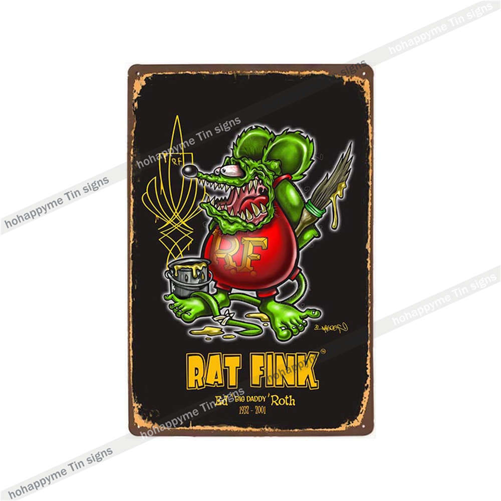 Decor Rat Fink Metal Vintage Sign Retro Decorative Plaque Garage Man Cave Bar Pub Club Tin Painting Home Living Poster 20x30c