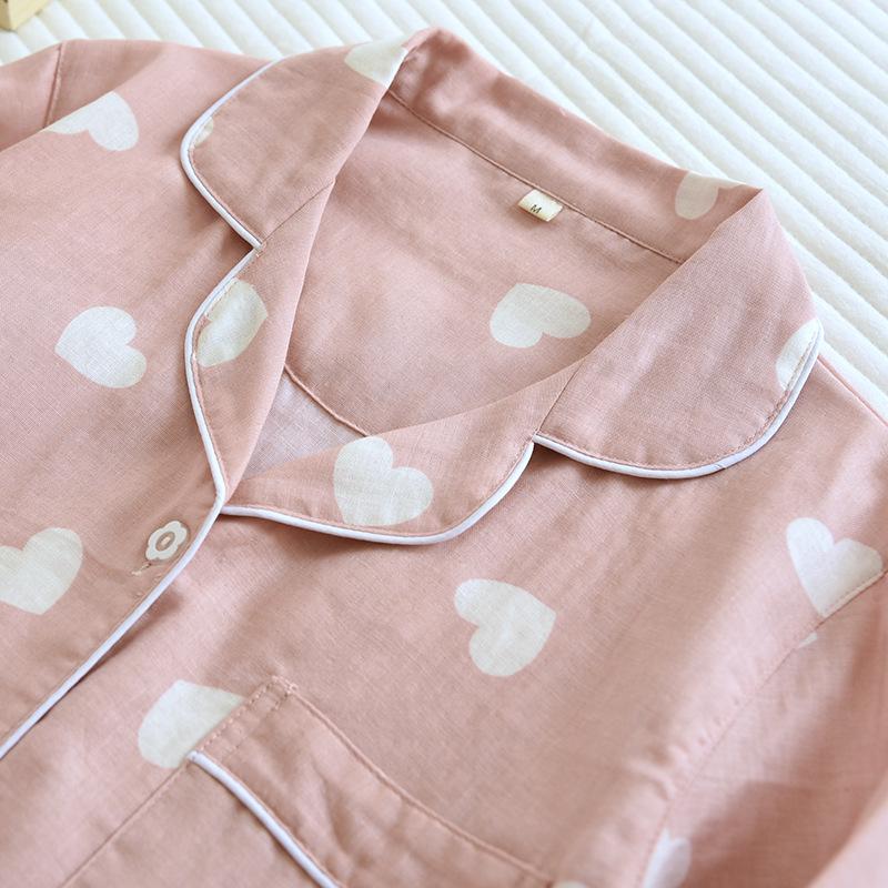 Nuovo Set Pigiama Primavera e Autunno Donna 100% Cotone Manica Lunga Pantaloni Due Pezzi Amore Adorabile Dolce Set Arredamento Casa