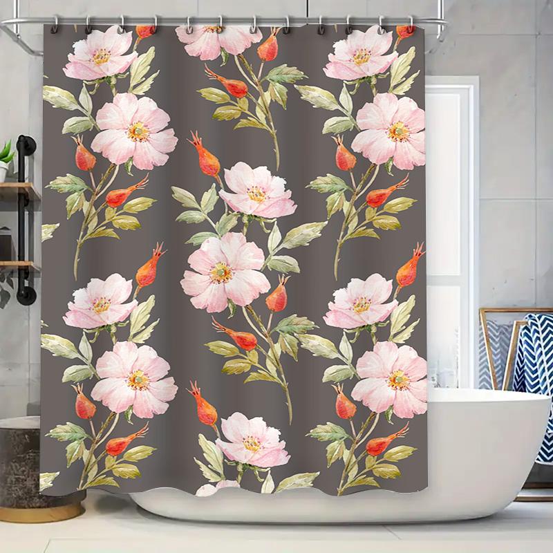 

Watercolor Floral Shower Curtain, Pink Roses Bath Decor, Rustic Boho Country Cottage Style Extra Long Size 72X84In (183Cm X 213C W60H190(CM)-1 Pcs