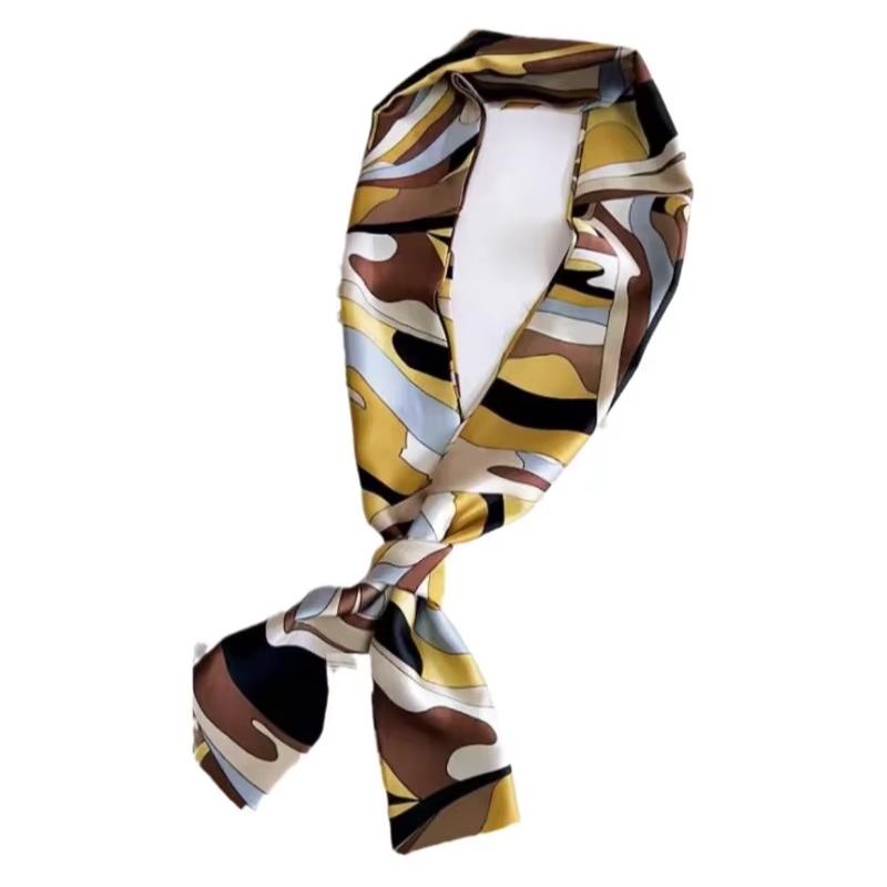 Nový dámský šátek luxusní dlouhý pruhovaný šátek pro ženy hedvábná šála saténový hidžáb módní šály čelenky do vlasů stuhy čelenka bandana