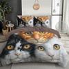 Single Duvet Cover Set, Soft Comfy Quilt Covers Bedding Set, Animal Cat Print Bedding Single Kids Duvet Covers With Pillowcases
