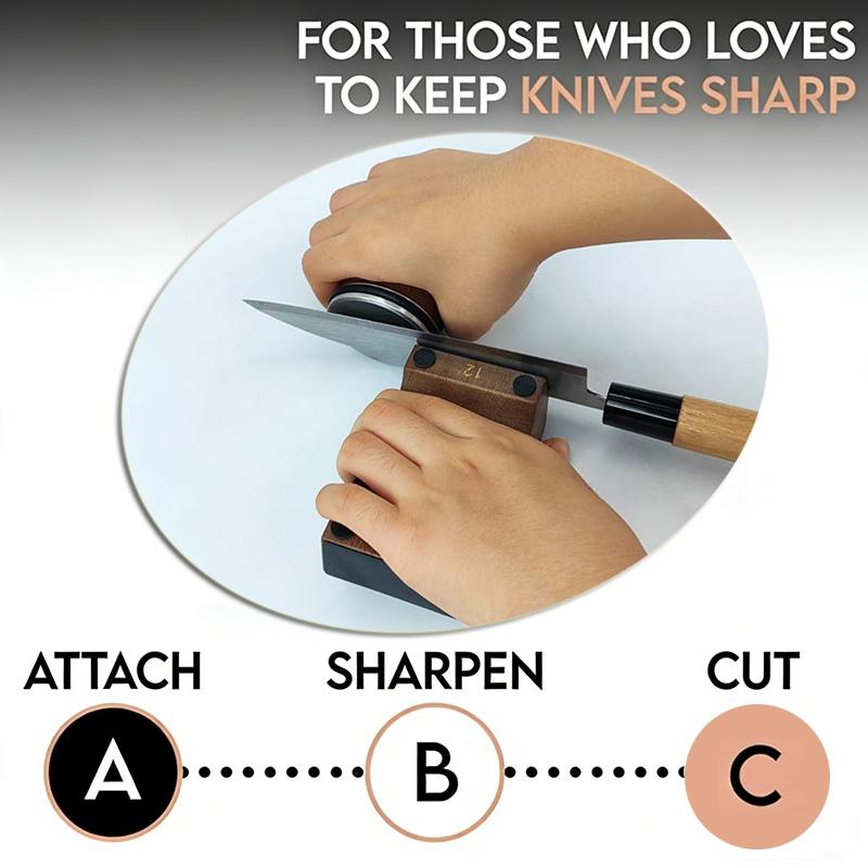 Professionell rullande knivslip - 4 justerbara vinklar 12/15/18/20° Diamantsten Träbas Köksslipverktyg