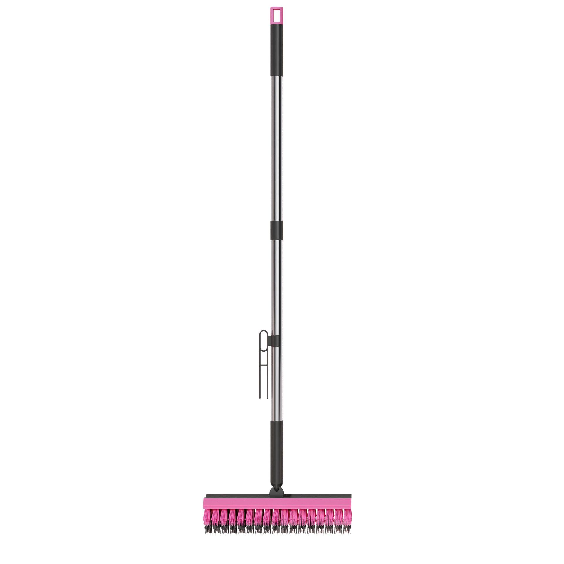 Double-Sided Long Handle Floor Scrub Brush 90 Degree Rotating Squeegee Bathroom Tile Crevice Cleaner House Cleaning Brush 1pc Floor Scrub Brush