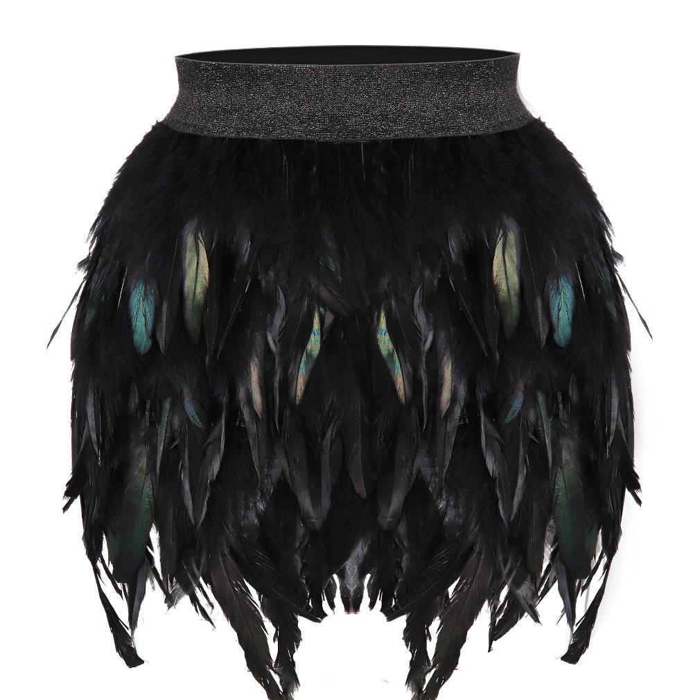 Irregular Dance Skirt Gothic Festival Carnival Party Dance Summer Women's Fashion Feather Skirt Bar Jazz Multi-color Short Skirt