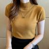 Halbhohes T-Shirt Damenmode Pullover Lässige Oberteile Koreanischer Stil Elegante Unifarbene Kleidung Frühjahrs- und Sommersaison