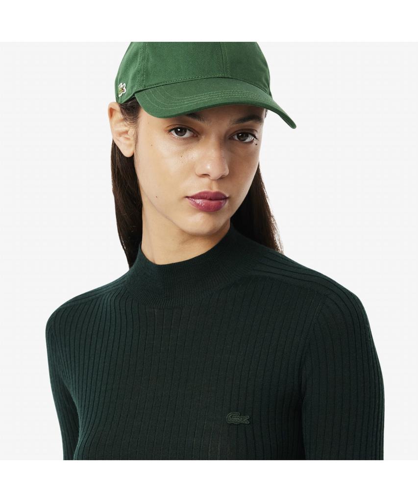 LACOSTE Women'S Ribbed Merino Wool Mock Neck Sweater Af4189-55N Yzp