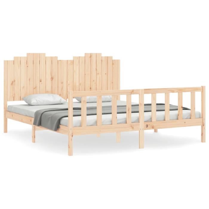 VidaXL Cadre de lit avec tête de lit 180x200 cm bois massif 3192311