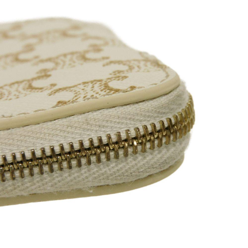 Used 10431 Logo Coin & Card Case 10C662CA2.01BC 7943 Macadam Arc de Triomphe Ivory Gold Key Ring White Unisex from