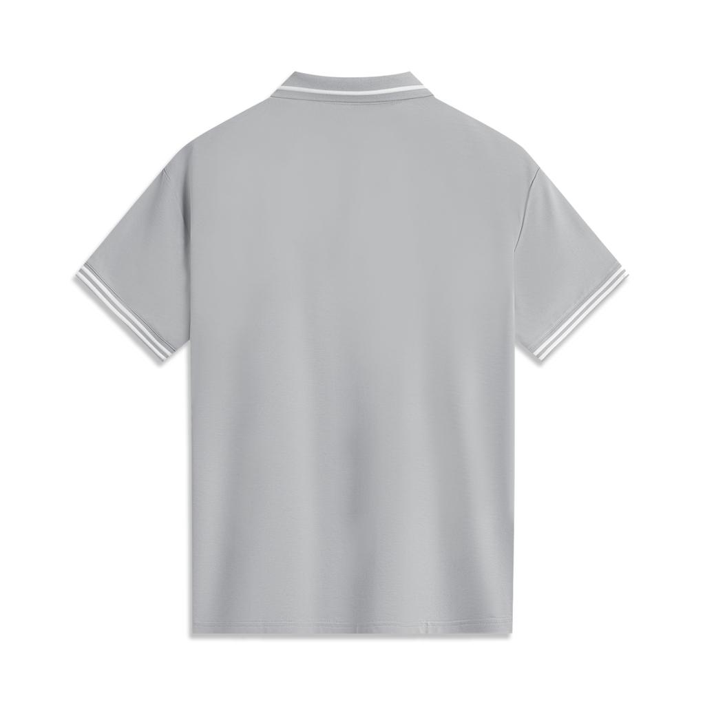 Li Ning Wade Series Color Block Comfortable Simple Versatile Short Sleeve Polo Shirt Men Polo Shirts Gray APLU755-3