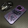 Graffiti English Writing IMD Material Silvery Phone Case for iPhone 16 16E 15 14 13 12 11 Pro Max XR X 7 8 Plus Shockproof Cover