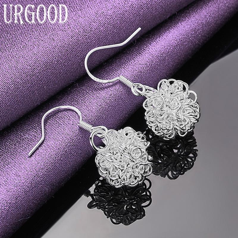 Kolczyki ze srebra próby 925, tkane kulki, biżuteria z zawieszką na prezent