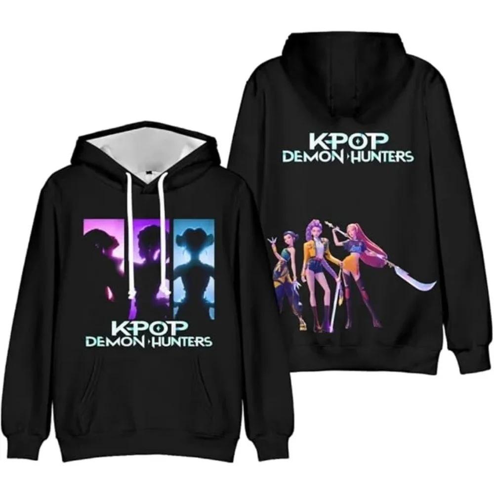 Felpa con Cappuccio KPop Cacciatori di Demoni Harajuku Pullover Top Donna Uomo Felpe Nuovo Film Stampato Manica Lunga Moda Femminile Streetwear 8 Colori