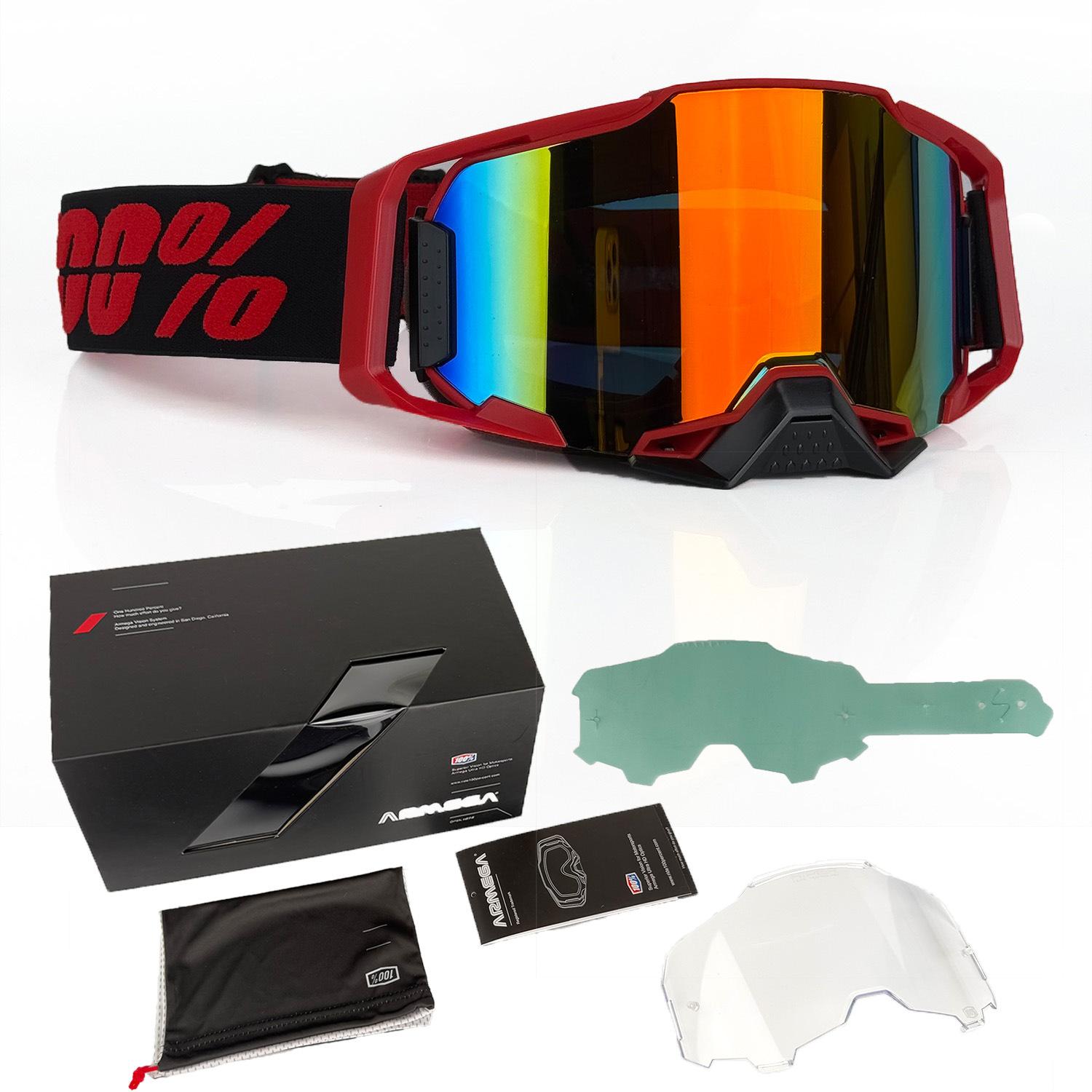 

Off-road motorcycle riding goggles set, motorcycle off-road dustproof glasses, sports windproof ski goggles Red-black frame with imit