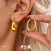 Mili Elegant Gold-Plated Geometric Oval Hoop Earrings and Ear Cuffs - Vintage Stainless Steel Jewelry Accessories.