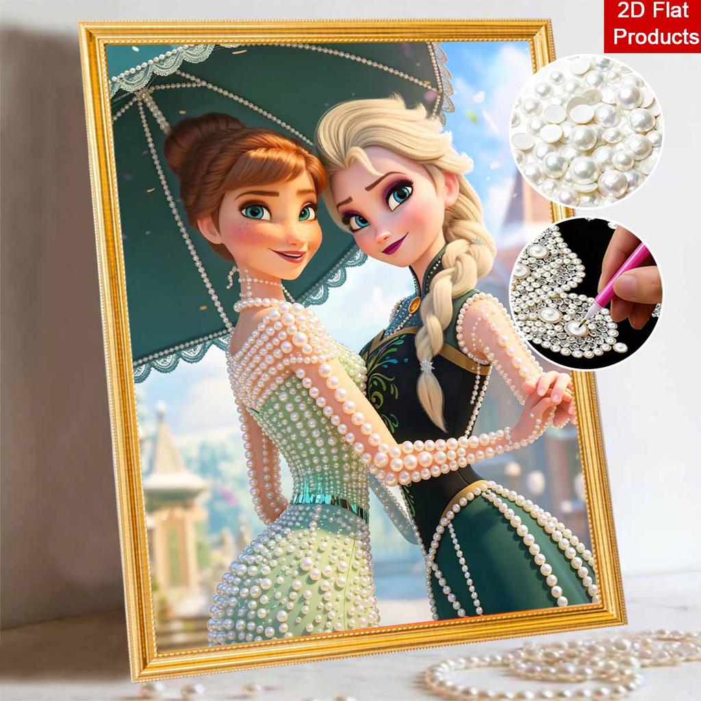 Disney Pearl Painting Anna and Elsa DIY Pearl Art Painting Pearl Gem Painting Pictures Crafts Special Shape Home Wall Decoration