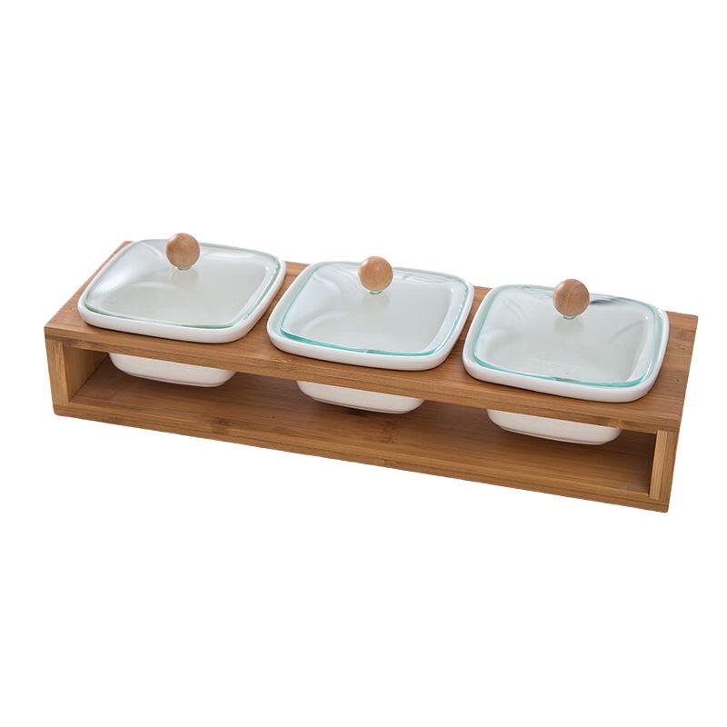 Qianxing Ceramic Snack Serving Platter with Lids
