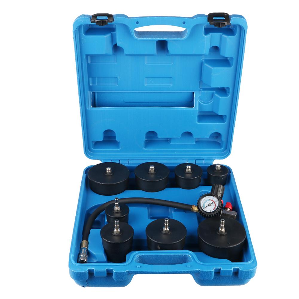 Auto Accessories 9pcs/Set Car Turbocharger System Leak Tester 1-3/8'' 35mm to 3-1/2'' 90mm Adapters 90psi/6bar With Pressure Gauge
