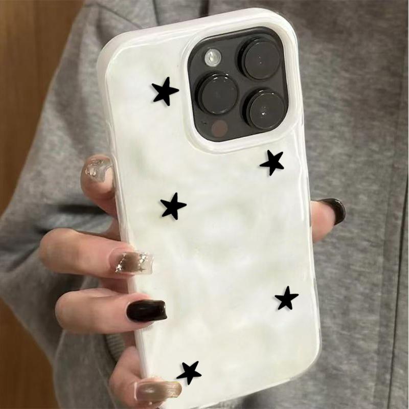 

Модный черный чехол со звездами, противоударный, для iPhone 17 16 Plus 15 14 Pro 13 12 11 Pro Max Air 16E, мягкий силиконовый защитный чехол iPhone 15 Pro
