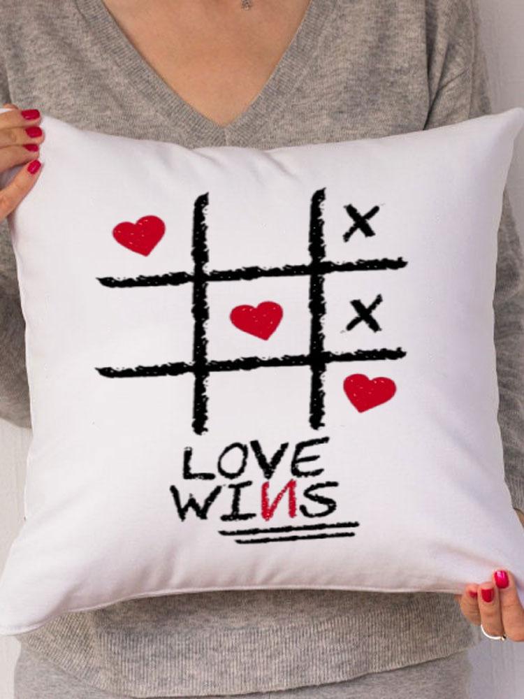 Rainbow Love Wins Pillow Cover for New Couple Bedroom Home Decor Love Pillowcase Tic Tac Toe Love Wedding Gift Pillows 45*45CM