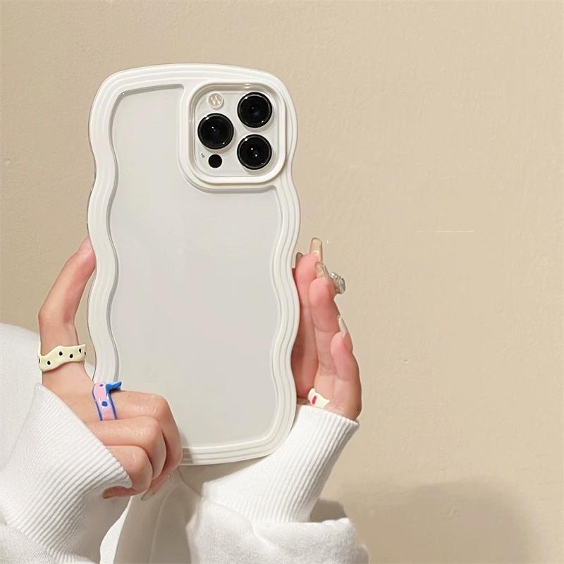 Simple Fashion Wave Frame Clear Shockproof Back Cover For iPhone 16 Pro Max 15 14 Plus 13 12 11 17 Pro Max 17 Air Case