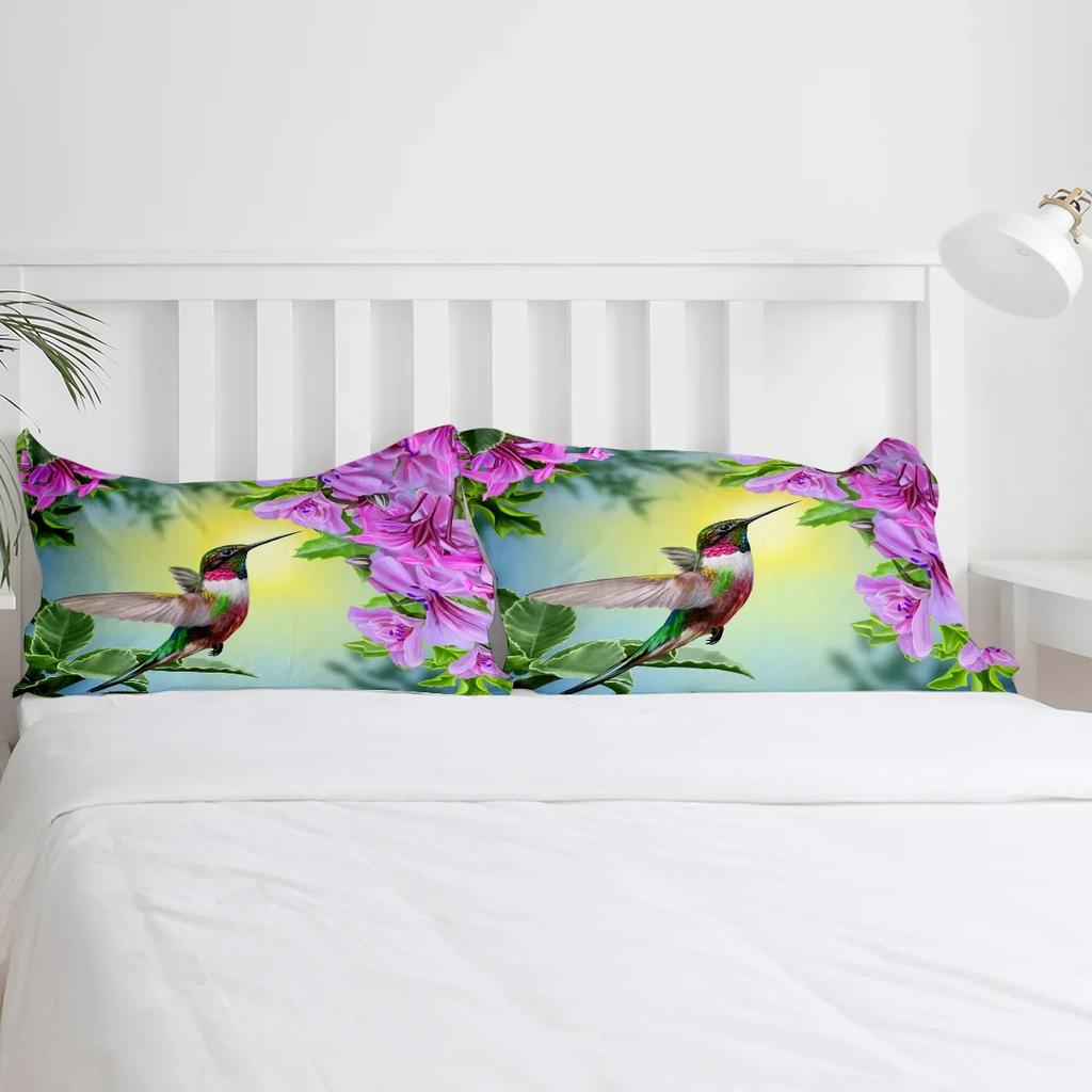 Pflanze Blume Kolibris Bettwäsche Set 3-teilig Jungen Mädchen Bettbezug Kissenbezug Kinder Erwachsene Steppdeckenbezug Doppelbett Set Heimtextilien