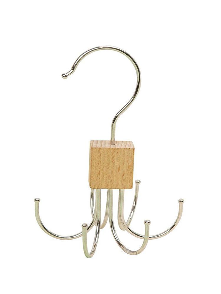 Multi Functional Rotatable Six Claw Hook, Solid Wood Clothes Hanging with No Trace, Household Bags, Scarves, Storage Hanging