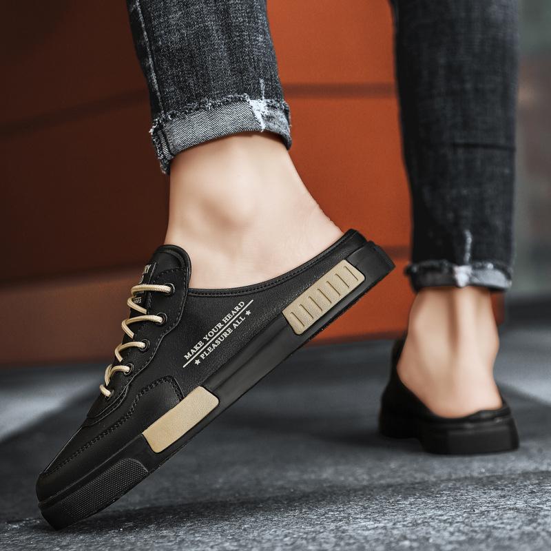 Korean version of the trend bag head half tray flat casual shoes large size summer wear fashion men's shoes breathable sandals