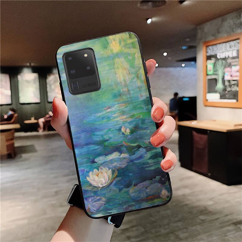 Monet Garden Lotus Bridge Phone Case for Samsung S20 Lite S21 S10 S9 Plus for Redmi Note8 9pro for Huawei Y6 Cover