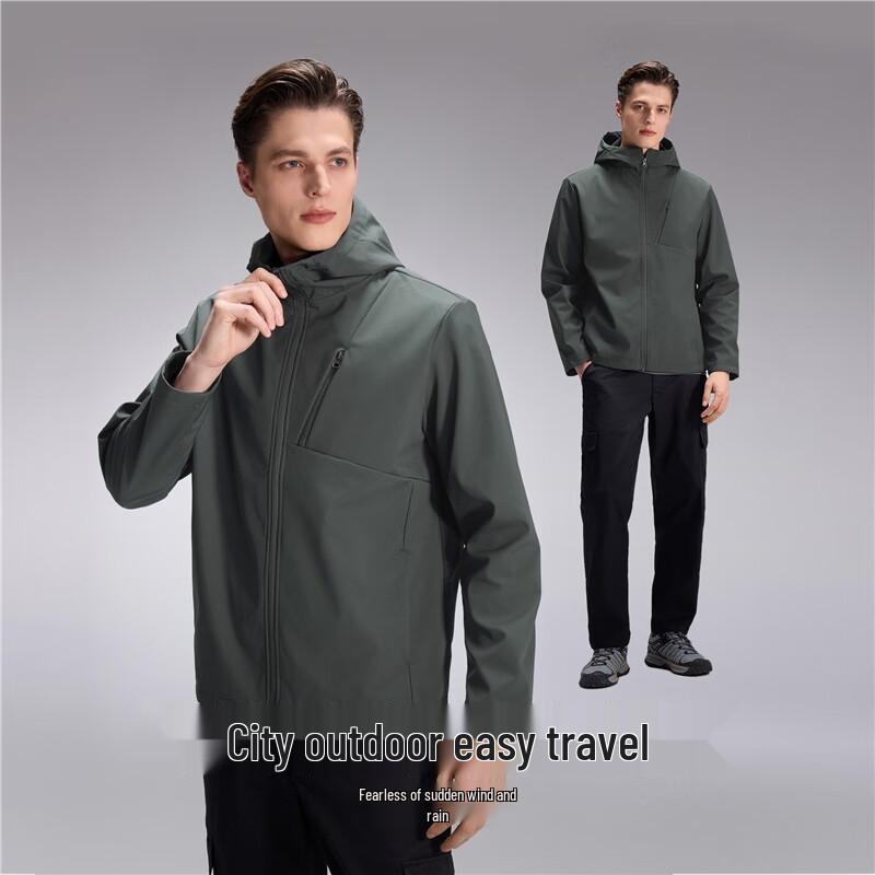 GIORDANO Men's Hooded Fleece Softshell Jacket