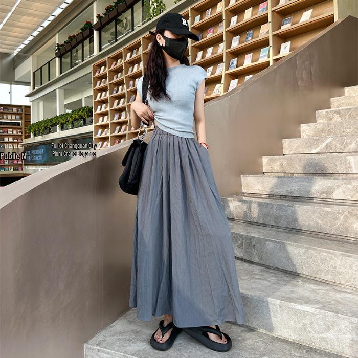 Retro Women's A-Line Midi Skirt - College Style, Versatile & Loose, Perfect for Summer