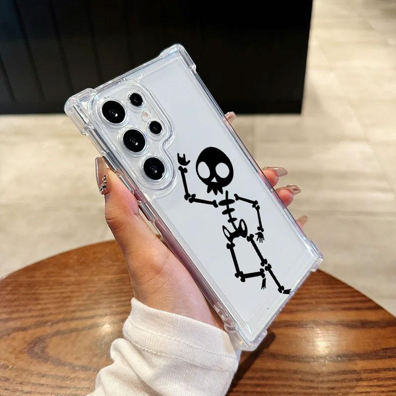 

Black Skull Cute Phone Case For Samsung Galaxy S25 FE S26 S24 S23 S22 S21 S20 Ultra S26 Plus S25FE 5G Soft Case Shockproof Cover Galaxy S20