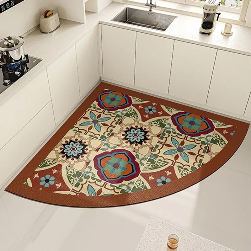 Kitchen Carpet Water-absorbing Quick-drying Floor Mat Anti-slip Foot Mats Fan-shaped Diatom Mud American Home Decoration Rug