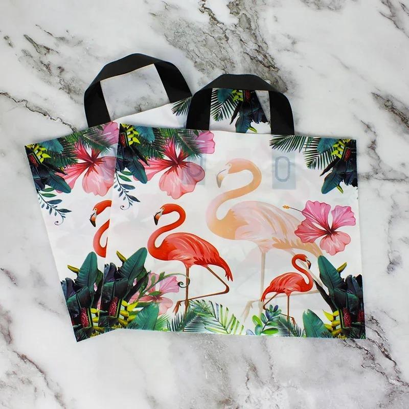 50 stücke Hochwertige Dicke Handtasche Bekleidungsgeschäft Geschenkladen Kunststoff druck Verpackungsbeutel Mode Langlebige Tragbare Einkaufstasche