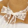 New sweet bow lace straw hat summer sunscreen sunshade outdoor big brim sun hat fashion lace streamer