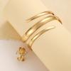 Edelstahl Wassertropfen Armreif Ring Set für Damen Luxus Geometrisch Tropfenförmig Offener Armreif Unregelmäßiges Gedrehtes Armband Schmuck