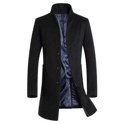 Herbst und Winter Herren Wollmantel Trenchcoat Herren Mittel und Lang Mönchskragen Koreanische Version Slim Wollmantel Herren