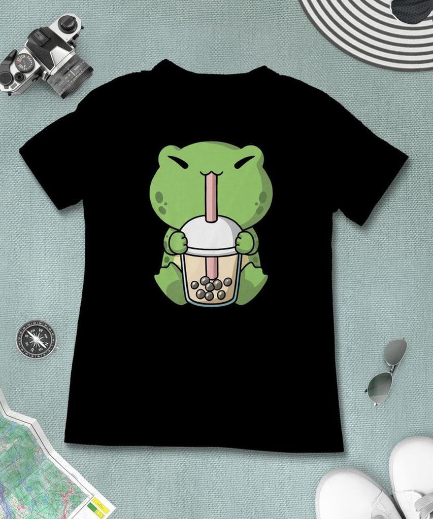 Boba Milk Tea Frog T-Shirt, Funny Boba Milk Tea Shirt, Bubble Tea T-Shirt, Kawaii Japanese Anime Gift