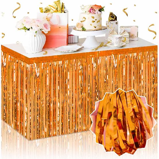 3 Pack 29 x108 Inch Blue Foil Fringe Table Skirts Metallic Banner for Tel Streamer Garland Backdrop for Parade Floats Mother's Day, Graduate,