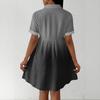 Women’s Casual Loose Fit Shirt Dress Button Down Stand Collar Short Sleeve Gradient Print Fashion Tunic Dress