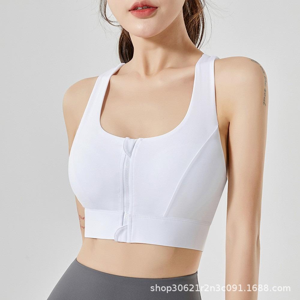 Women High Impact Shockproof Front Zipper Sports Bra For Running Fitness Training