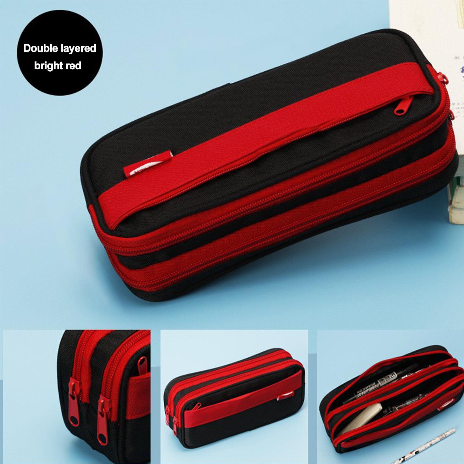 

Тришаровий пенал, пенал великої ємності, пенал великої ємності, полотняна сумка для зберігання канцелярських товарів One Size червоний