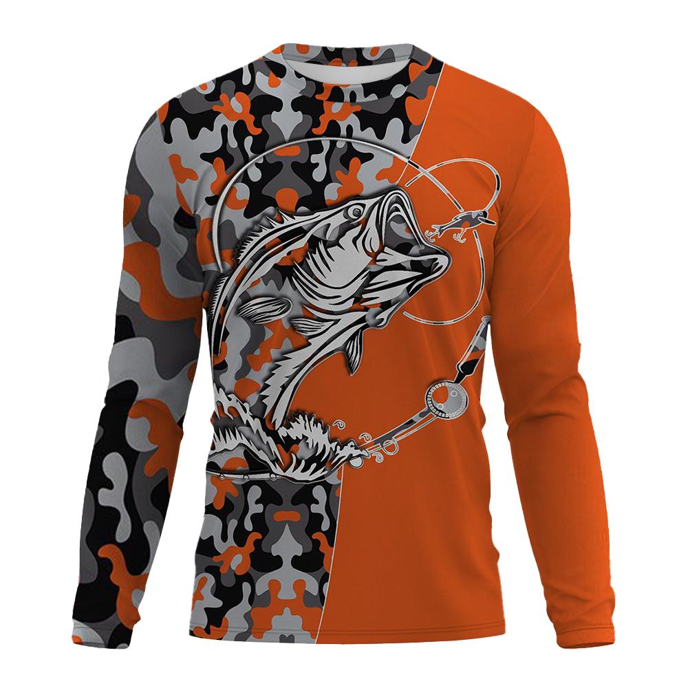 Outdoor Angeln T-Shirt Stil Lässig Digital Fisch 3D Druck T-Shirt Herren T-Shirt Kurz Frühling und Herbst O-Ausschnitt T-Shirt