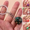 Dice Keychain 20 Sides Number Curved Stainless Polished Chain Geometric Car Key Holder Handbag DIY Pendant Key Organizer