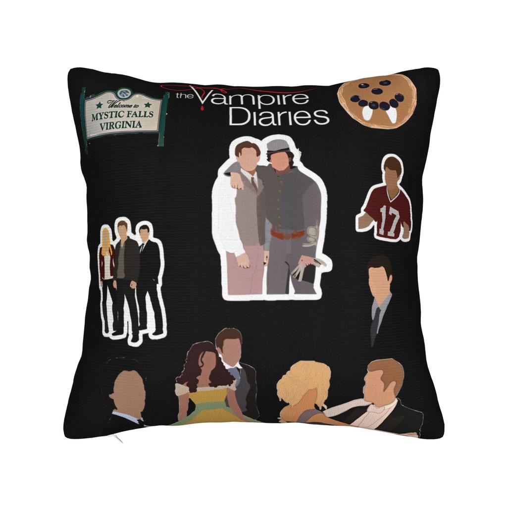 The Vampire Diaries Cartoon Pillowcase Polyester Cushion Cover Decoration TV Series Throw Pillow Case Cover Seater Wholesale