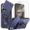 Shockproof Case - E.F.CONNECTION - for Xiaomi 15T - with Back Ring - Navy Blue - 2 Tempered Glasses