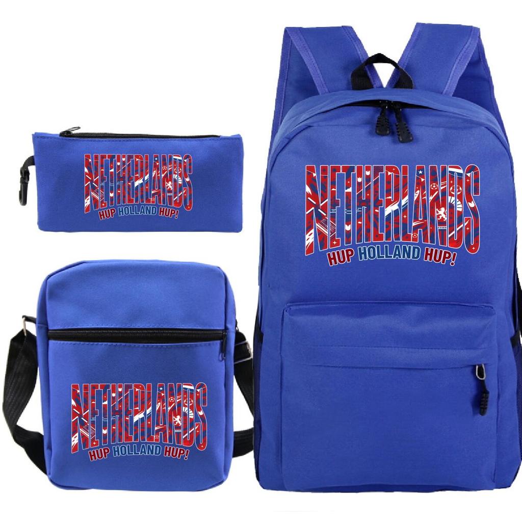 Vintage "Netherlands Hup Holland Hup" 3 In 1 Backpack Shoulder Bag Pencil Case Women Men Student Fashion Football Lover Bagpack